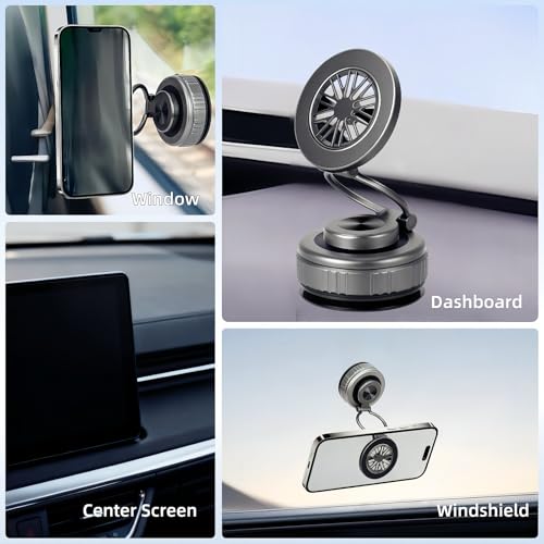 Magnetic Vacuum Car Phone Holder 360° Adjustable Foldable - color: Grey, size: GY-X25