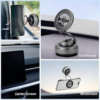 Magnetic Vacuum Car Phone Holder 360° Adjustable Foldable - color: Silver, size: GY-X25
