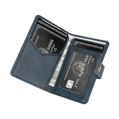 Ultra-Thin Magnetic Wallet and Card Holder (Blue) | Compatible with All Magnetic Protective Case,Premium PU leather, stand function, 6 card slots; Fits iPhone17/16/15/14series - color: Blue