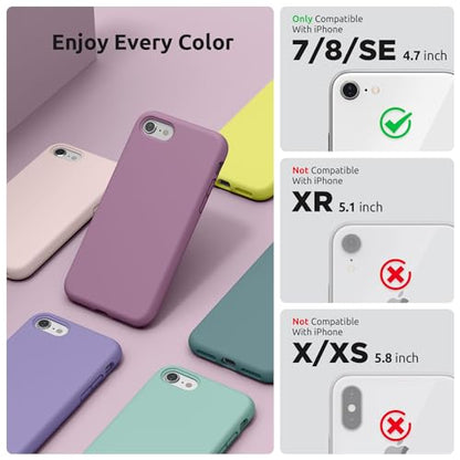 SURPHY Designed for iPhone SE Case, iPhone 8 Case, iPhone 7 Case, Liquid Silicone Phone Case for iPhone se 3rd 2nd SE 2022 SE 2020, Lilac Purple - color: Lilac Purple