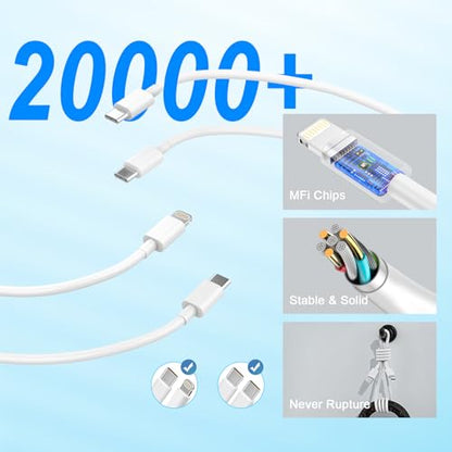 iPhone Car Charger Fast Charging, 60W Car Charger+Two Types of Cables, 2PCS