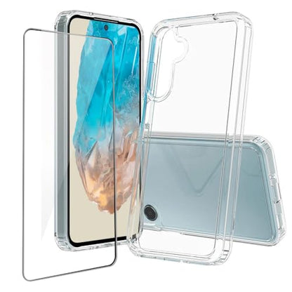 for Samsung Galaxy A26 5G Case Crystal Clear Slim Hard Case Hybrid Shockproof Bumper with Tempered Glass Screen Protector Full Body Anti-Yellow Anti-Scratch Phone Protective Cover - color: Galaxy A26 5G