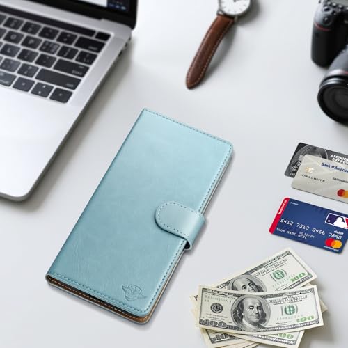 Wallet Case for Samsung Galaxy A17 5G, Sky Blue | RFID-Blocking Card Holder, Kickstand, Magnetic Closure, PU Leather Folio Flip Cover, Protective Women Men Cases - color: Sky Blue, size: SamsungGalaxy A17
