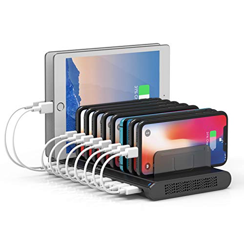 Alxum Multi USB Charging Station, 10 Port Fast Phone Tablet Charger Dock - size: 60W (10 Ports)