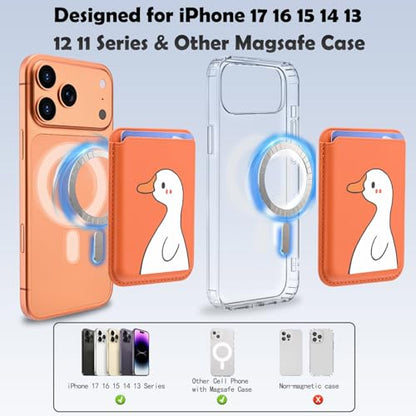 for Magsafe Card Holder | Kawaii Duck Leather Magnetic Wallet - color: Duck A