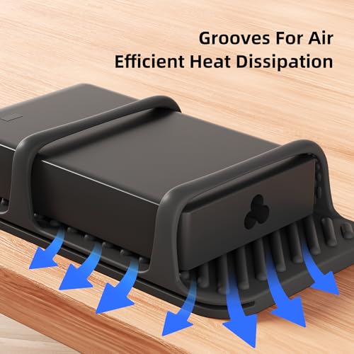 2 Pack Universal Silicone Laptop Charger Holder,Under Desk Power Brick Mount Organizer for Charging Brick & Cables,Flexible Non-Slip Power Bricks Mount,Secure Supply Holder for Laptop Charger,Black - color: Black*2