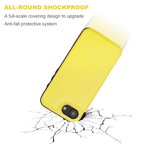 ONETOP for iPhone 17e/16e Wallet Case with Credit Card Holder,Yellow | Kickstand,ID/Cash Holder,Case Wallet with Card Slots,Double Magnetic Clasp,Durable PU Leather Shockproof Cover for Women Men - color: Yellow
