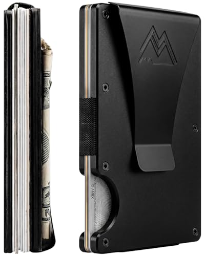 Mountain Voyage Co Minimalist Wallet for Men - Slim RFID I Scratch Resistant, Matte Black Credit Card Holder & Money Clip, Easily Removable Money & Cards, Mens Wallets - color: Matte Black
