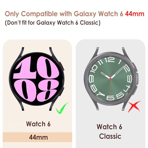 Simpeak 5-Pack Bling Case Compatible with Galaxy Watch 6 44mm 2023, Full Protection Bumper Cover, Black/Silver/Gold/Blue/Rose Pink - size: 44mm