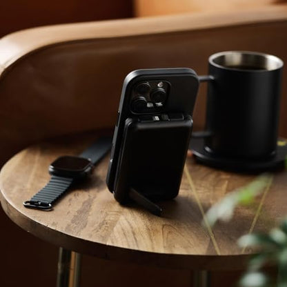 Ridge 20W Magnetic Power Bank Battery Pack 10,000mAh - Fast Charging, Compatible with MagSafe - Portable Charger Flight-Safe Travel Powerbank - Built-in Cables & Magnetic Attachment (Matte Black) - color: Matte Black