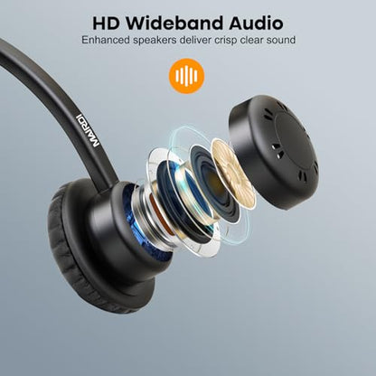 MAIRDI Phone Headset with 2.5mm & 3.5mm Connector for Deskphone Cell Phone PC Laptop, Mono Call Center Office Headset with Noise Cancelling Microphone