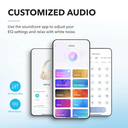 Soundcore by Anker Q20i Hybrid Active Noise Cancelling Headphones, White - color: Almond White