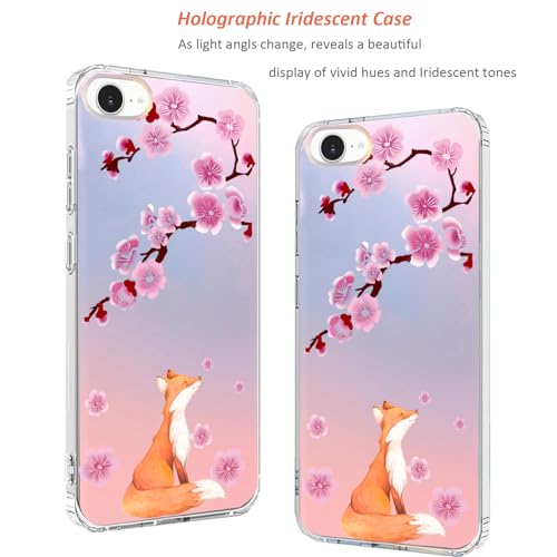 for iPhone 17e & 16e Case: Slim Clear Matte Cute Flowers Floral Design for Girls Women Military Grade Drop Protection TPU Bumper Shockproof Cherry Blossom Silicone Phone Cover (Lucky Fox) - color: Lucky Fox