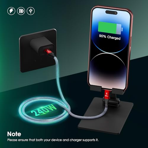 Thunderbolt 5 Cable 15FT Compatible, 20Gbps, 5K@60Hz, 4K@60Hz, PD 240W, USB4 2.0 USB C Video Display Cable for Thunderbolt 4, iPhone 17, SSD, Mac mini M4 / M4 Pro, MacBook Pro - size: Straight 15FT