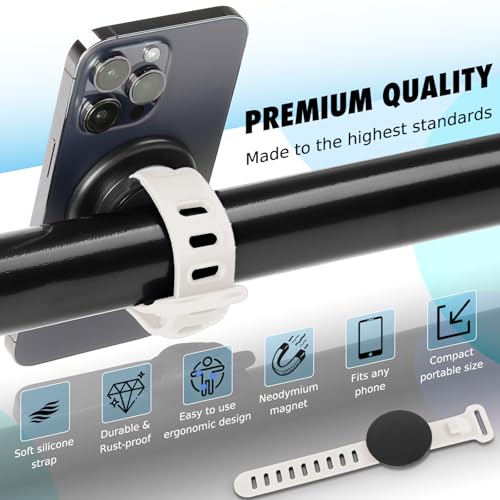 Stroller Phone Holder Magnetic Phone Mount for Home Fitness Bike - color: White