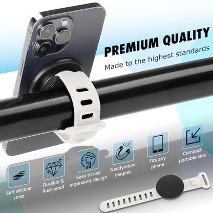Stroller Phone Holder Magnetic Phone Mount for Home Fitness Bike - color: White