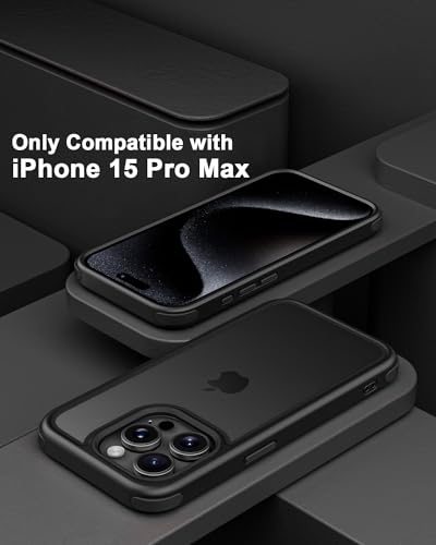 Mobnano Compatible with iPhone 15 Pro Max Case, with Multicolor Protective Shockproof Bumpers, Crystal Clear Back Not Yellowing Anti-Scratch Hard PC Back & Soft Silicone TPU Frame Cover - Black - color: Black, size: iPhone 15 Pro Max