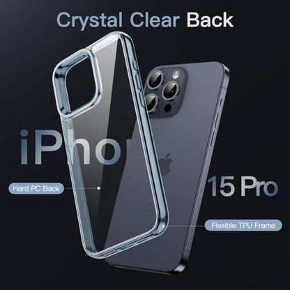 JETech Case for iPhone 15 Pro, Anti-Yellowing, Blue | Shockproof Protection, Scratch Resistant Hard PC Back, Durable Transparent TPU Bumper - color: Blue, size: iPhone 15 Pro