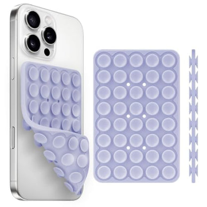 Yojaro Silicone Suction Cup Phone Case Mount Double Sided, Phone Accessories Hands-Free Strong Grip Holder for Selfies and Videos, Silicon Phone Stand for iPhone and Android Lavender - color: Lavender