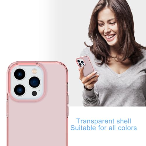 Phone Case for iPhone 14 Pro Clear, [Crystal Clear][Non-Yellowing] Slim Shockproof Reinforced Drop Protective Flexible TPU Back Cover Phone Case for iPhone 14 Pro Protective Case(Pink) - color: Pink