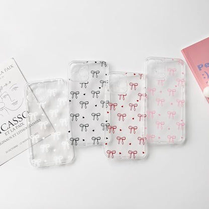 NITITOP Compatible with iPhone 13 Pro Max Case Clear Cute Bow Ribbon Love Heart Pattern for Women Girls Bowknot Full Camera Lens Soft TPU Slim Shockproof Protective Cover - White - color: White, size: iPhone 13 Pro Max