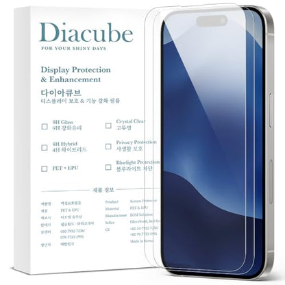 2 Pack Ultra-Thin Hybrid Screen Protector for iPhone 16 Pro, 9H Glass-Coated PET Film [Unbreakable] Ultra Clear, Scratch Resistant, Case-Friendlt, Easy Install with Alignment Jig - size: iPhone 16 Pro