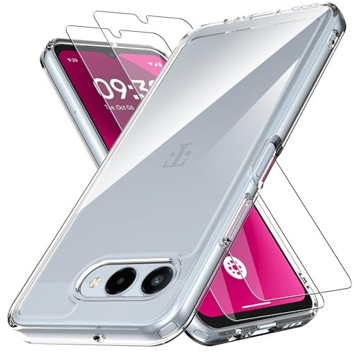 Anoowkoa 2 Pack Designed for T-Mobile REVVL 8/T Phone 3 Case.Anti Yellowing Clear Phone Case & 2 Pack Tempered Glass Screen Protector.9H Hardness.Shockproof,Stylish.Transparent - color: -Mobile REVVL 8/T Phone 3 Pro 5G
