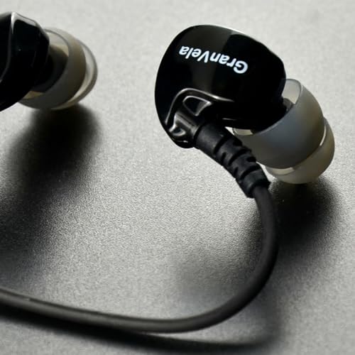 Granvela GV1 Wired Sports Earbuds with Mic, Over-Ear Memory Wire Earhook, IPX5 Water-Resistant in-Ear Headphones, One-Button Call Control, 3.5mm Running Gym Earphones, Enhanced Bass (Black) - color: Black