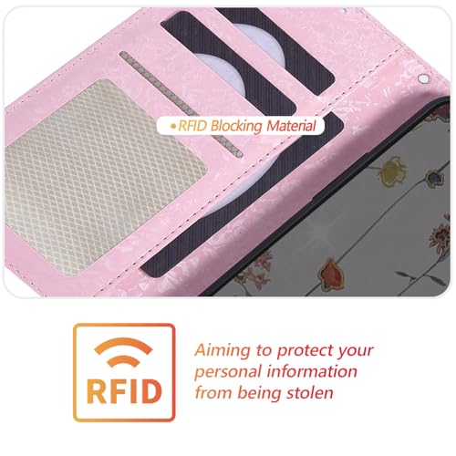 UEEBAI Wallet Case for iPhone 17 Pro Max, PU Leather Phone Cover Kickstand RFID Blocking Flip Case Card Slots Wrist Strap Relief Engraved Pattern Magnetic Closure Flower Folio Wallet, Vine - color: Vine, size: iPhone 17 Pro Max