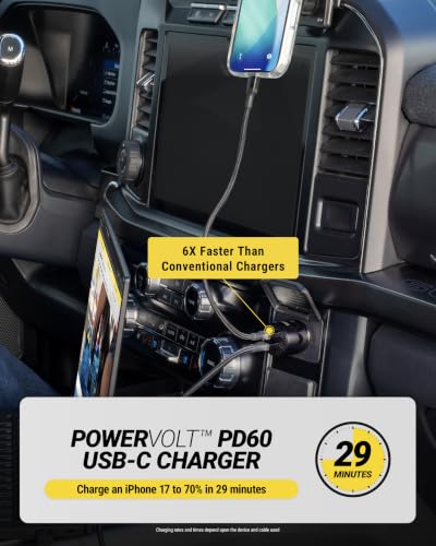 Scosche 60W USB-C Car Charger, 30W + 30W Dual Power Delivery Fast Charging, USB-C Car Charger Adapter for Charging Multiple Devices, Compatible with iPhone Air, iPhone 17/16/15, Galaxy S26/S25