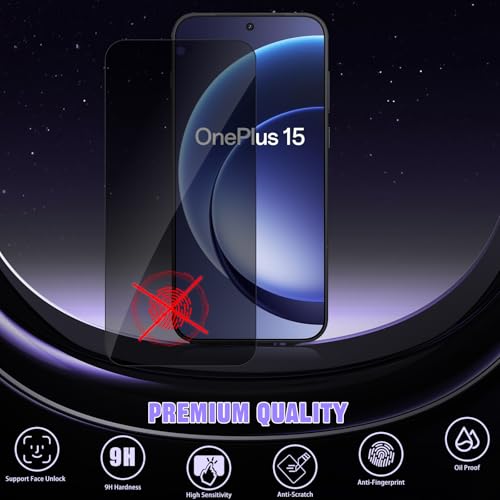 For One Plus 15 5G Privacy Screen Protector (2+2 Pack) - size: One Plus 15 5G 2+2