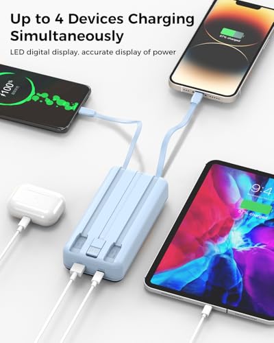 Portable Charger 40000mAh Power Bank, PD 22.5W Fast Charging - color: Blue