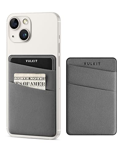 VULKIT Phone Card Holder Slim Elastic Adhesive Phone Wallet Credit Card Sleeves Sticker for Back of Smartphone(Grey) - color: Grey