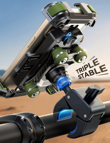 JOYROOM Motorcycle Phone Mount Holder with Dual Vibration Dampener - color: Green