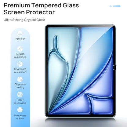 Gerutek 2-Pack Screen Protector for iPad Air 11-inch M4/M3/M2 (2026/2025/2024) Tempered Glass Film for iPad Air 8th/7th/6th Generation 11 inch 9H Hardness, Apple Pencil Compatible & Case Friendly - size: iPad Air 11" M4/M3/M2