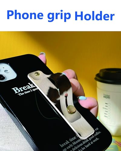 Phone Finger Strap Holder, Portable Phone Grip Loop, Telescopic Silicone Phone Stand, Compatible with Most Smartphones (Farm Animal Brown Cowhide Skin Cow) - color: Farm Animal Brown Cowhide Skin Cow