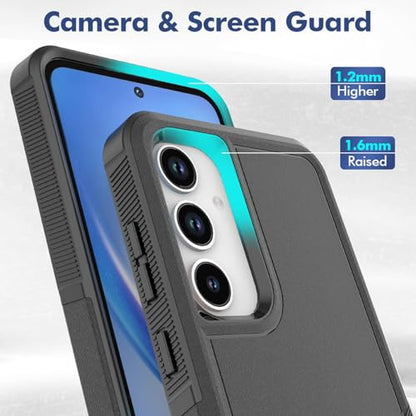 for Samsung Galaxy A35 5G Case: Dual Layer Protective Heavy Duty Cell Phone Cover Shockproof Rugged with Screen Protector - Military Protection Bumper Tough - Samsung Galaxy A35 5G 2024, Black - color: Black (PC) + Black (TPU)
