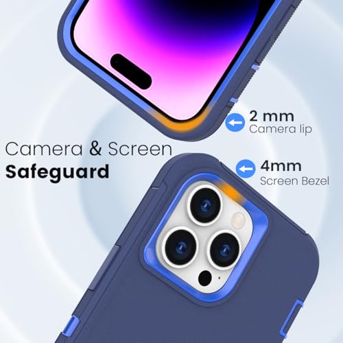 for iPhone 15 Pro Max Case, Dual Layer Shockproof Full Body Cover for Men, Military Grade Drop Protection Heavy Duty Protective Phone Case for Apple iPhone 15ProMax 6.7 inch (Navy/Blue) - color: Navy/Blue