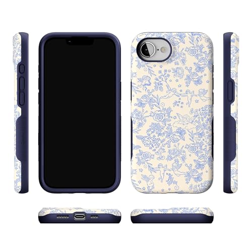 Casely iPhone 16e Case | Cupid's Canvas | Periwinkle Floral | Bold Protective Design | Compatible with MagSafe - color: Cupid's Canvas | Periwinkle Floral