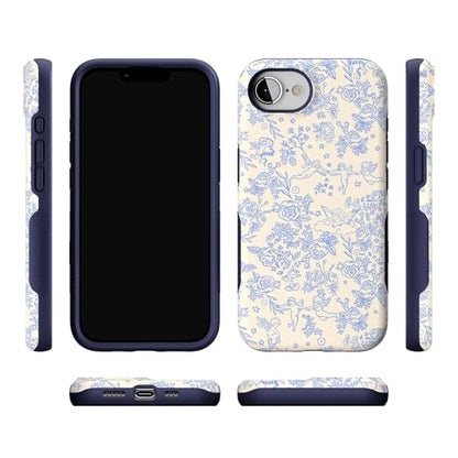 Casely iPhone 16e Case | Cupid's Canvas | Periwinkle Floral | Bold Protective Design | Compatible with MagSafe - color: Cupid's Canvas | Periwinkle Floral