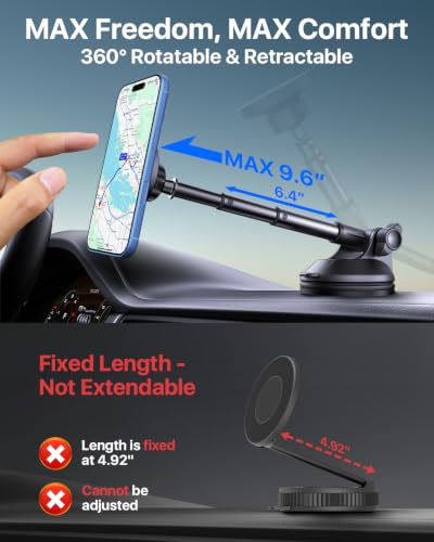 HTU【Military-Grade 85LBS Strongest Suction Upgraded for Magsafe Car Mount - color: Black