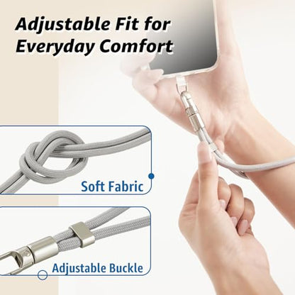 Phone Lanyard Wrist, Phone Wrist Strap for Case with 2 Tether Tabs - color: Light Grey