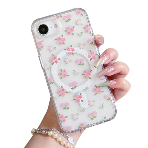 QLTYPRI Magnetic for iPhone 11 Case Compatible with Magsafe, Cute Floral Flower Aesthetic Phone Case Slim Clear Anti-Yellowing Shockproof Phone Cover for Girls Women - Floral - color: Floral, size: iPhone 11