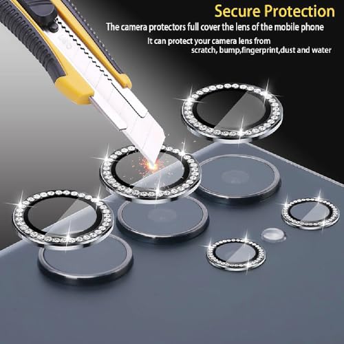 Guppy Bling Camera Lens Protector for Galaxy S26 Ultra, Individual Aluminum Alloy Ring Lens Cover with HD Clear Tempered Glass Camera, Case Friendly, Scratch Proof (Silver Diamond) - color: Silver