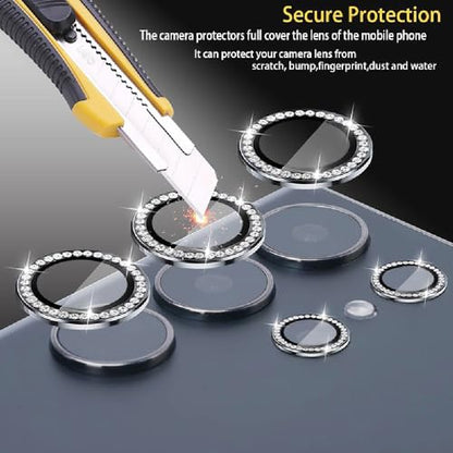 Guppy Bling Camera Lens Protector for Galaxy S26 Ultra, Individual Aluminum Alloy Ring Lens Cover with HD Clear Tempered Glass Camera, Case Friendly, Scratch Proof (Silver Diamond) - color: Silver