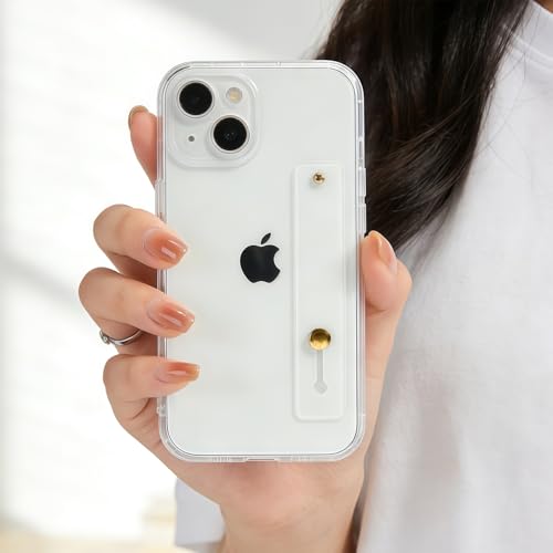 Strap Case for iPhone 15 with Stand, HD Clear | Wrist Strap Kickstand, Adjustable Finger Hand Grip Loop, Slim Transparent Anti-Scratch Back, Soft Bumper Phone Cover - color: HD Clear, size: iPhone 15