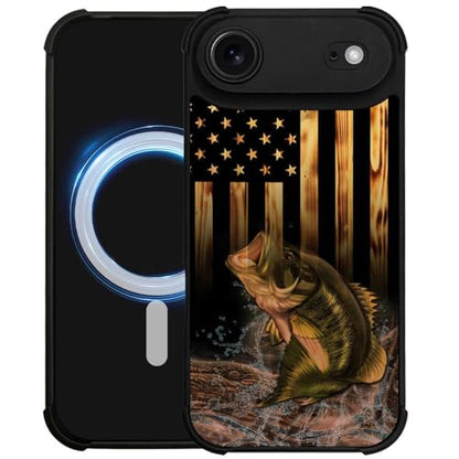 DJSOK Case for iPhone 17 Air,Compatible with MagSafe,Anti-Scratch Shockproof Case,Wood American Flag Fish - color: Wood American Flag Fish, size: iPhone 17 Air