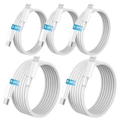 For USB C to Lightning Cable, 5Pack [MFi Certified, 2x6.6Ft+3x3.3Ft] - size: 3.3ft+3.3ft+3.3ft+6.6ft+6.6ft