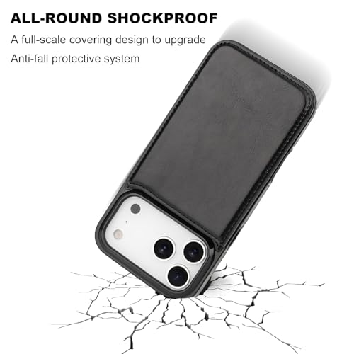 ONETOP for iPhone 17 Pro Max Wallet Case with Credit Card Holder,Black | Kickstand,ID/Cash Holder,Case Wallet with Card Slots,Double Magnetic Clasp,Durable PU Leather Shockproof Cover for Women Men - color: Black