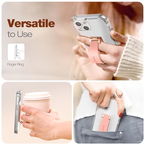 Phone Grip Finger Ring Holder 3.23 Inch, Phone Slim Finger Ring Holder Kickstand 2 in 1, Compatible with iPhone Samsung and Most Smartphones, Pink
